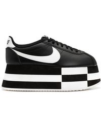 nike black and white platform sneakers