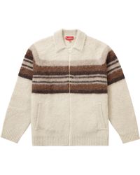 supreme corduroy detailed zip sweater