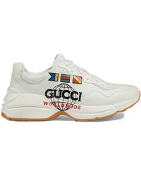 men's rhyton gucci logo leather sneaker price