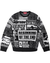Supreme Newsprint Sweater White Factory Sale, SAVE 59% - icarus.photos
