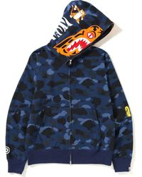 color camo tiger shark full zip double hoodie