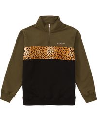 supreme leopard panel half zip sweatshirt
