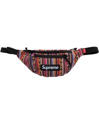 supreme woven stripe waist bag black