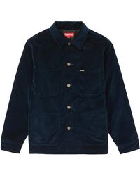 supreme x louis vuitton jacquard denim chore coat blue