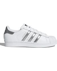 adidas white and silver superstar trainers