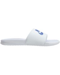 nike slides white and blue
