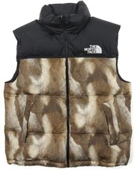 supreme the north face fur print nuptse brown