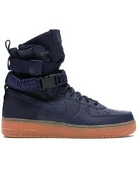 nike air force 1 with navy swoosh and gum sole