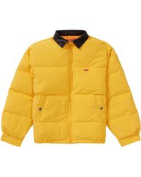 supreme leather collar puffy jacket