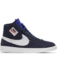 nike blazer mid white blackened blue red crush