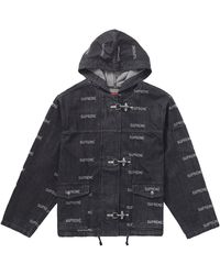 supreme logo denim turnout jacket