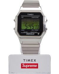 supreme timex digital watch gold