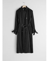 & Other Stories Belted Oversized Lyocell Trenchcoat - Black