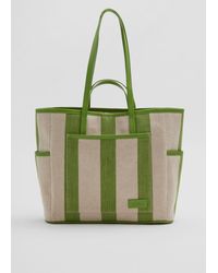 & Other Stories - Large Leather Trimmed Canvas Tote - Lyst
