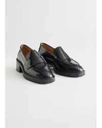 & Other Stories - Heeled Leather Penny Loafers - Lyst