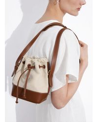 & Other Stories - Leather-trimmed Canvas Bucket Bag - Lyst