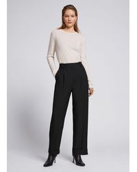 & Other Stories Tapered High Waist Trousers - Black