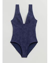 & Other Stories - Tulip Textured V-cut Swimsuit - Lyst