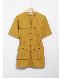 & Other Stories - Short-Sleeve Utility Mini Dress - Lyst