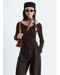 & Other Stories - Ribbed Wool V-Neck Top - Lyst