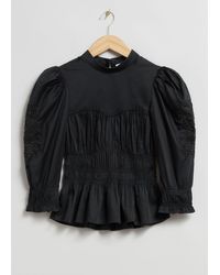 & Other Stories - Puff Sleeve Peplum Blouse - Lyst