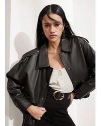 & Other Stories - Boxy Buttoned Leather Jacket - Lyst