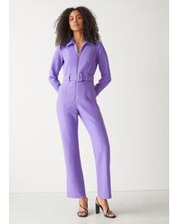 & Other Stories Belted Collared Jumpsuit - Purple