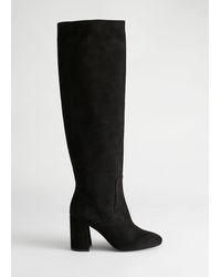 black knee high suede boots