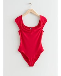& Other Stories Sweetheart Neck Bodysuit - Red