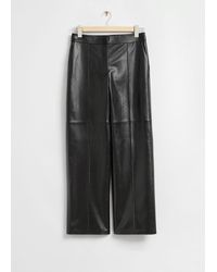 & Other Stories - Leather Wide-leg Pleated Trousers - Lyst