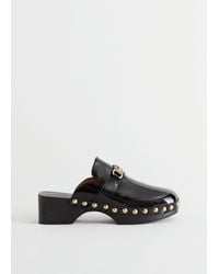 & Other Stories - Studded Leather Wooden Deco Clogs - Lyst