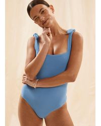 & Other Stories Textured Bow Tie Swimsuit - Blue