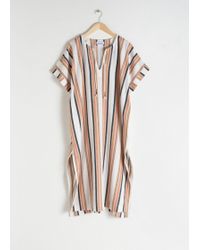 & Other Stories Linen Blend Striped Kaftan - White