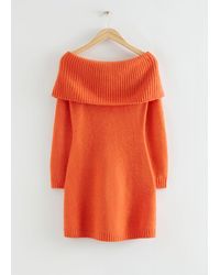 & Other Stories - Off-shoulder Wool Mini Dress - Lyst