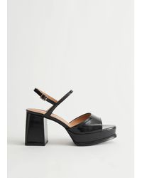 & Other Stories Leather Slingback Platform Sandals - Black