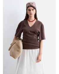 & Other Stories - Gathered V-Neck T-Shirt - Lyst