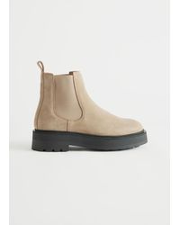 & Other Stories Chunky Chelsea Suede Boots - Natural
