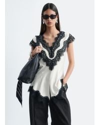 & Other Stories - Lace-Trim V-Neck Top - Lyst