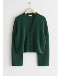 & Other Stories Boxy Wool Knit Cardigan - Green