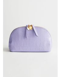 & Other Stories Croc Embossed Leather Beauty Bag - Purple