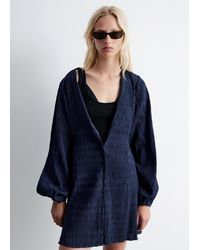 & Other Stories - Smocked Balloon-Sleeve Mini Dress - Lyst