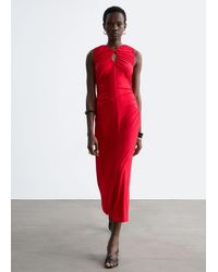 & Other Stories - Ruched Keyhole-Neck Midi Dress - Lyst