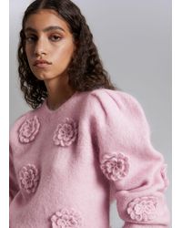 & Other Stories - Rose-appliqué Knit Sweater - Lyst