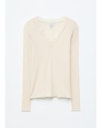 & Other Stories - Lace-Trimmed V-Neck Top - Lyst