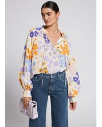 & Other Stories Oversized Voluminous Sleeve Blouse - Blue