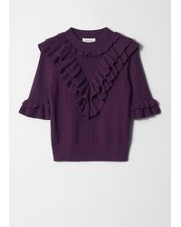 & Other Stories - Pointelle-Knit Ruffle Top - Lyst