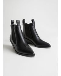 & Other Stories Low Leather Cowboy Boots - Black