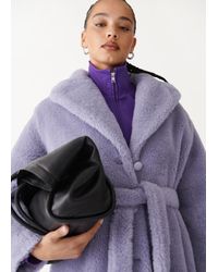& Other Stories Belted Faux Fur Coat - Purple