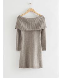& Other Stories - Off-shoulder Wool Mini Dress - Lyst