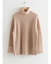 & Other Stories Oversized Turtleneck Knit Sweater - Natural